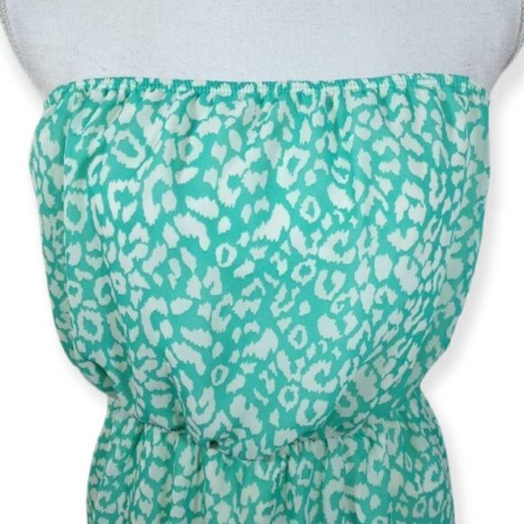 MANITO MINT & WHITE LEOPARD PRINT STRAPLESS DRESS SZ.M EUC. - Picture 2 of 7